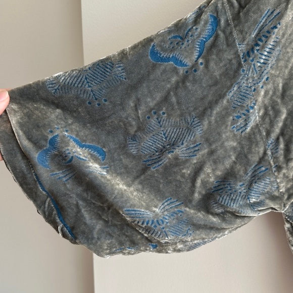 ZARA Collection Velvet Floral Cardigan, Green/Blue, Size Medium - Picture 6 of 16